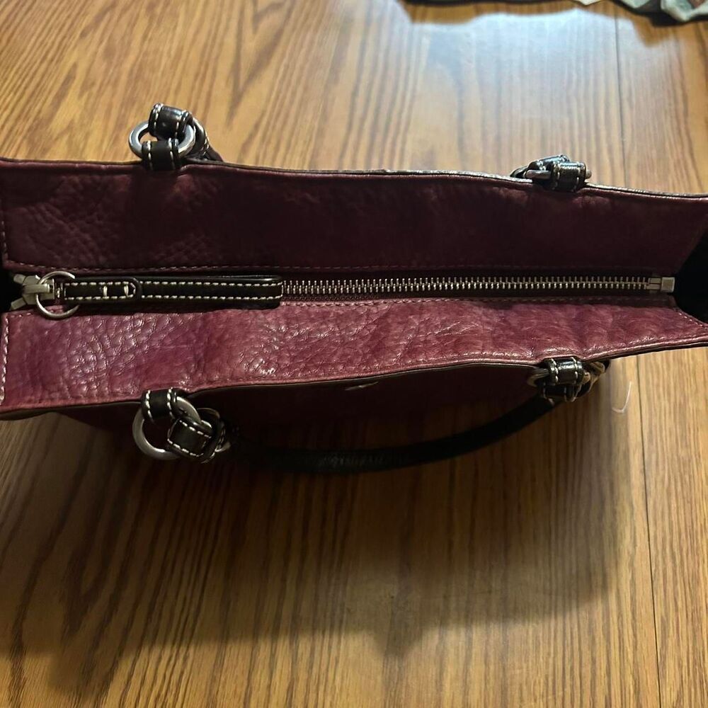 Coach Chelsea Handbag Pebble Shoulder Bag Hobo Purse Leather Burgundy - Picture 6 of 7